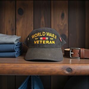 World War II Veteran Adjustable Hat Cap with Medals Ribbbons